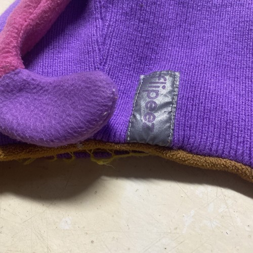 Flipeez Purple Winking Cat Knit Hat Cap Tail Moves With Squeeze Reflective Warm - Picture 9 of 9