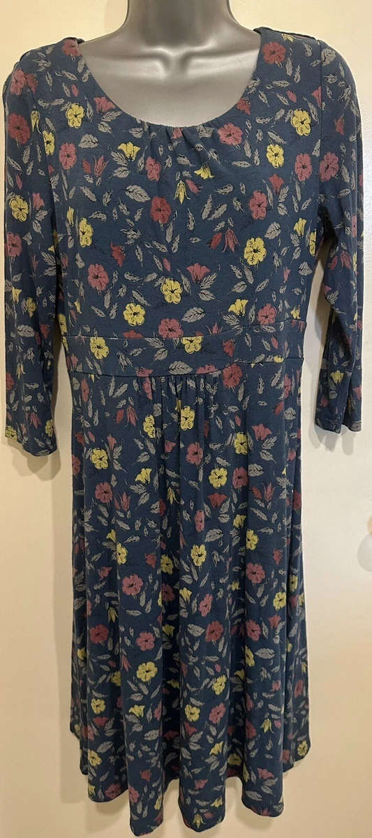 Seasalt Cornwall With Bamboo Blue Floral Kestrel Jersey Dress Size 12