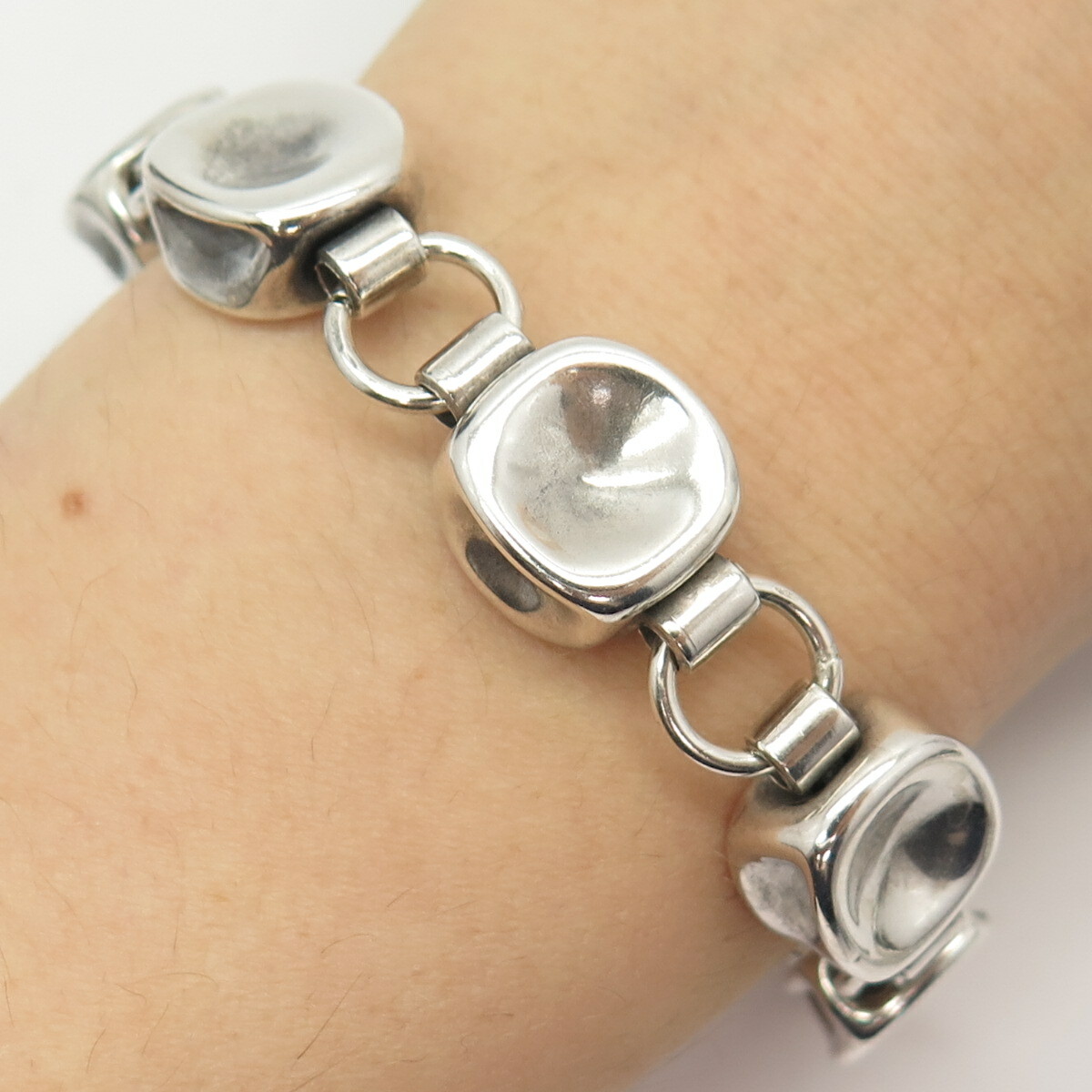 アクセサリー Vintage Link Silver Toggle Bracelet 925 925 Sterling Silver Vintage Concave Toggle Clasp Modernist