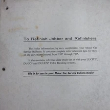 Dupont Color Information For Most Cars Manufactured From 1955 To 1965 Service Bu