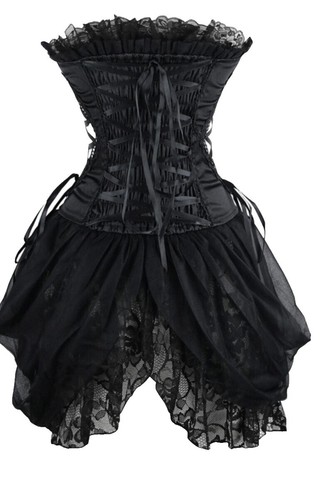 Topshop Black Lace Long Dress With Bustier Corset Style Top | eBay