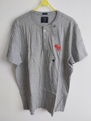 CAMICIA HENLEY ABERCROMBIE & FITCH DA UOMO XXL 2XL GRIGIO MUSCOLOSO NUOVISSIMA CON ETICHETTE