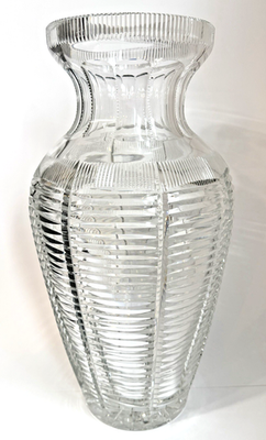 #ad #ad Large 18quot; Heavy Lead Cut Crystal Floor Vase 19 lb European Hand Cut Unsigned $220.99