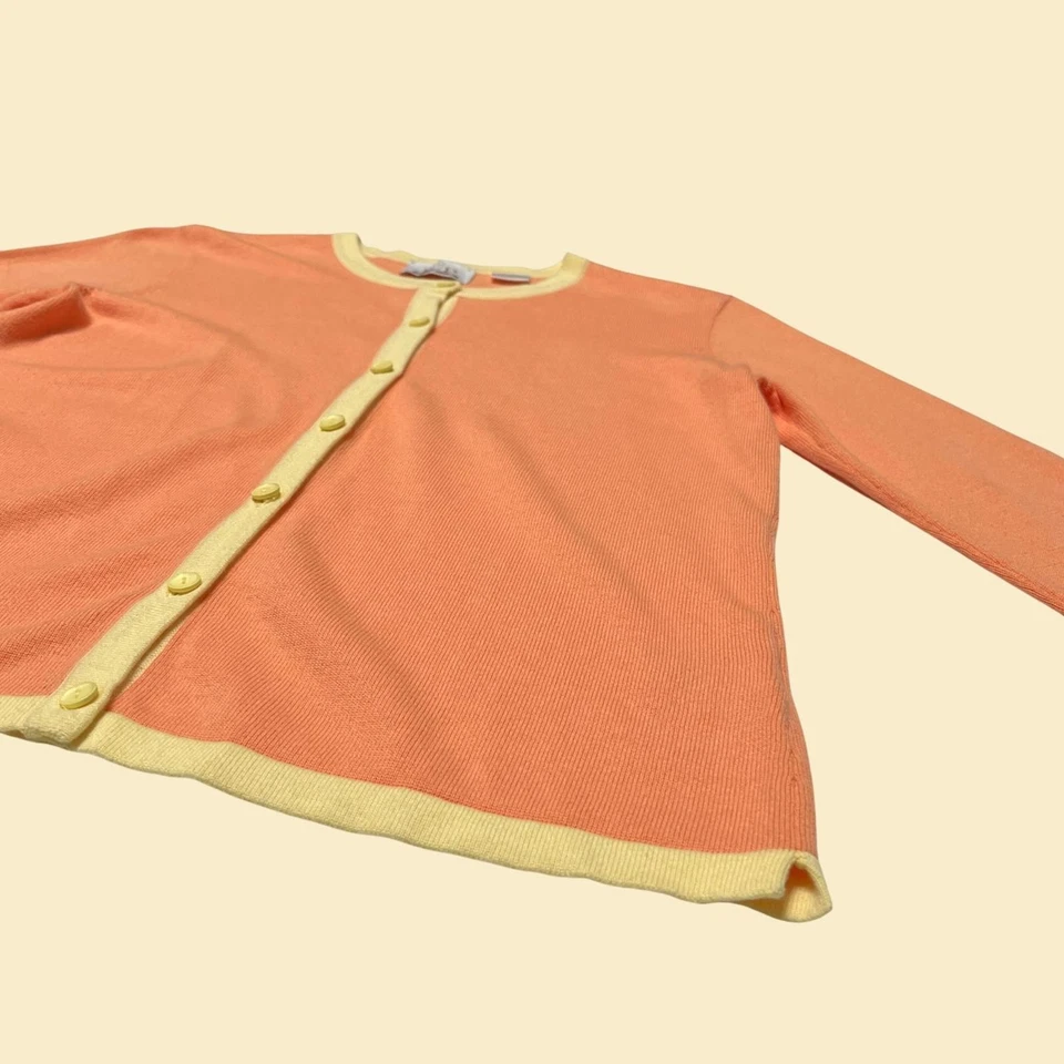 1990s XS orange cardigan by EP Pro, vintage knit women's golf jacket  - Image 4 of 4