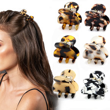 Hair Clip, 6Pcs Small Hair Clips Mini Hair Claws Tortoise Shell Leopard Acrylic