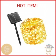 Minetom Solar String Lights for Outside, 33Ft 100 LED Outdoor Solar Fairy Lights