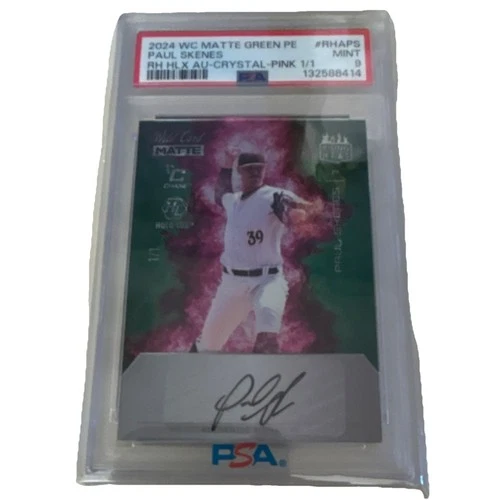 Wild Card 2024 MATTE Rising Heat Paul Skenes HLX AU-Crystal-Pink Auto 1/1 PSA 9