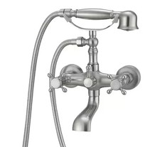 BWE A-98040-N 3-Handle Vintage Claw Foot Tub Faucet Telephone Shaped Hand Shower