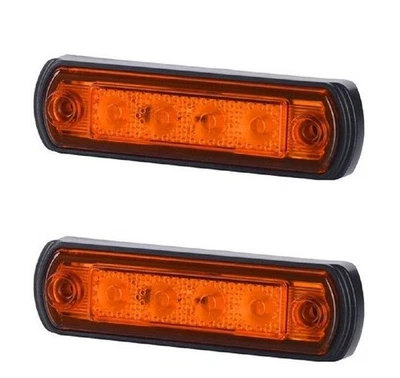 2x Feux Marqueurs LED Orange Clair Encastrés pour Barres Kelsa 12V/24V E9 - Photo 1/3