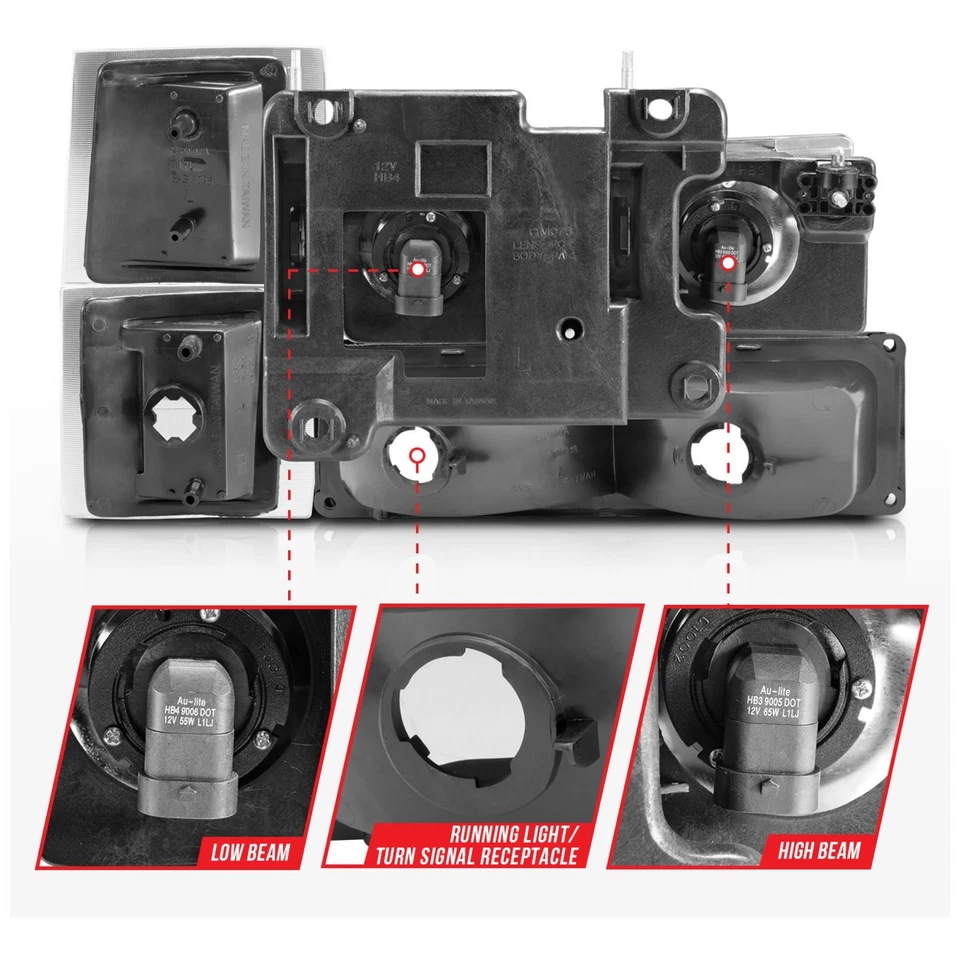 Anzo 111505 Headlight For 1994-1998 Chevrolet K1500 Left and Right Black Housing - Image 4 of 4