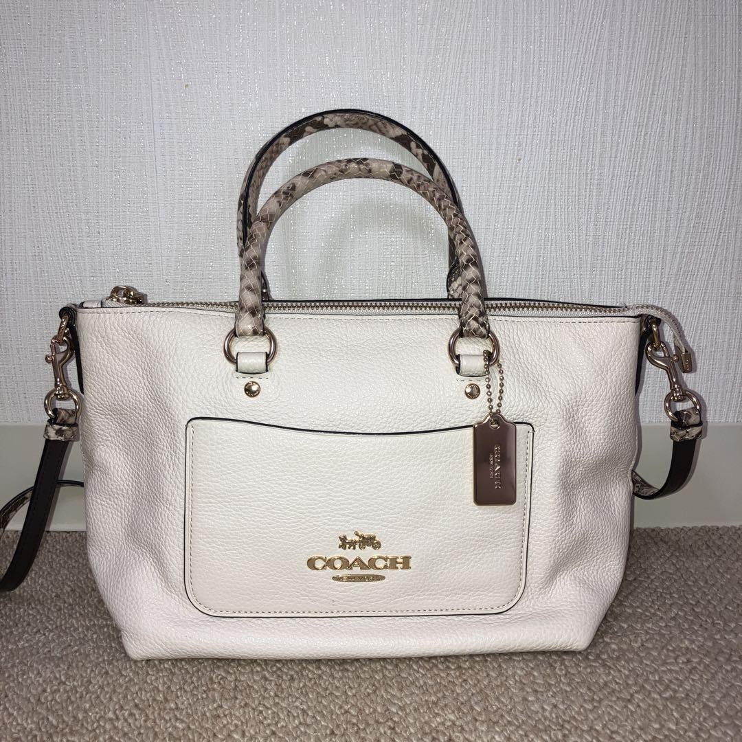 Coach White Python Leather 2-Way Shoulder Bag Ele… - image 11