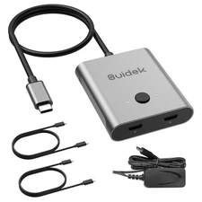 USB C Switch, Bi-Directional USB-C Switcher 8K@60Hz Video 1 in 2 Out/2 in 1 O...