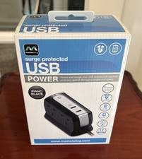 Masterplug Przepięciowy przewód przedłużający USB Zasilanie 6 gniazd 2m Pianino Czarny