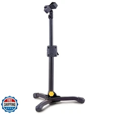Hercules Stands MS300B Low Profile Straight Microphone Stand - with EZ Mic Cl