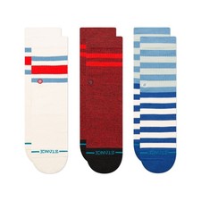 Stance Kids 3 Pk Multicolor Crew Cotton Stripe Loyal Casual Sock Set Sz L 3-5.5