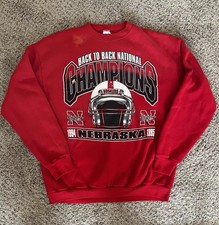 Vintage 90s logo 7 Nebraska Crewneck Size Large Back To Back Champions