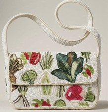 Handcrafted Made In India White Beaded Vegetable Shoulder Bag NWT Tik Tok Viral