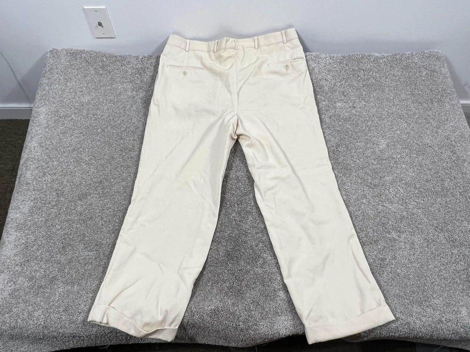 Pantalones Brooks Brothers Para Hombre 38 Blanco Lana Plisado Vestido Pantalones Hechos en EE. UU. Pantalones Foto 3 de 4