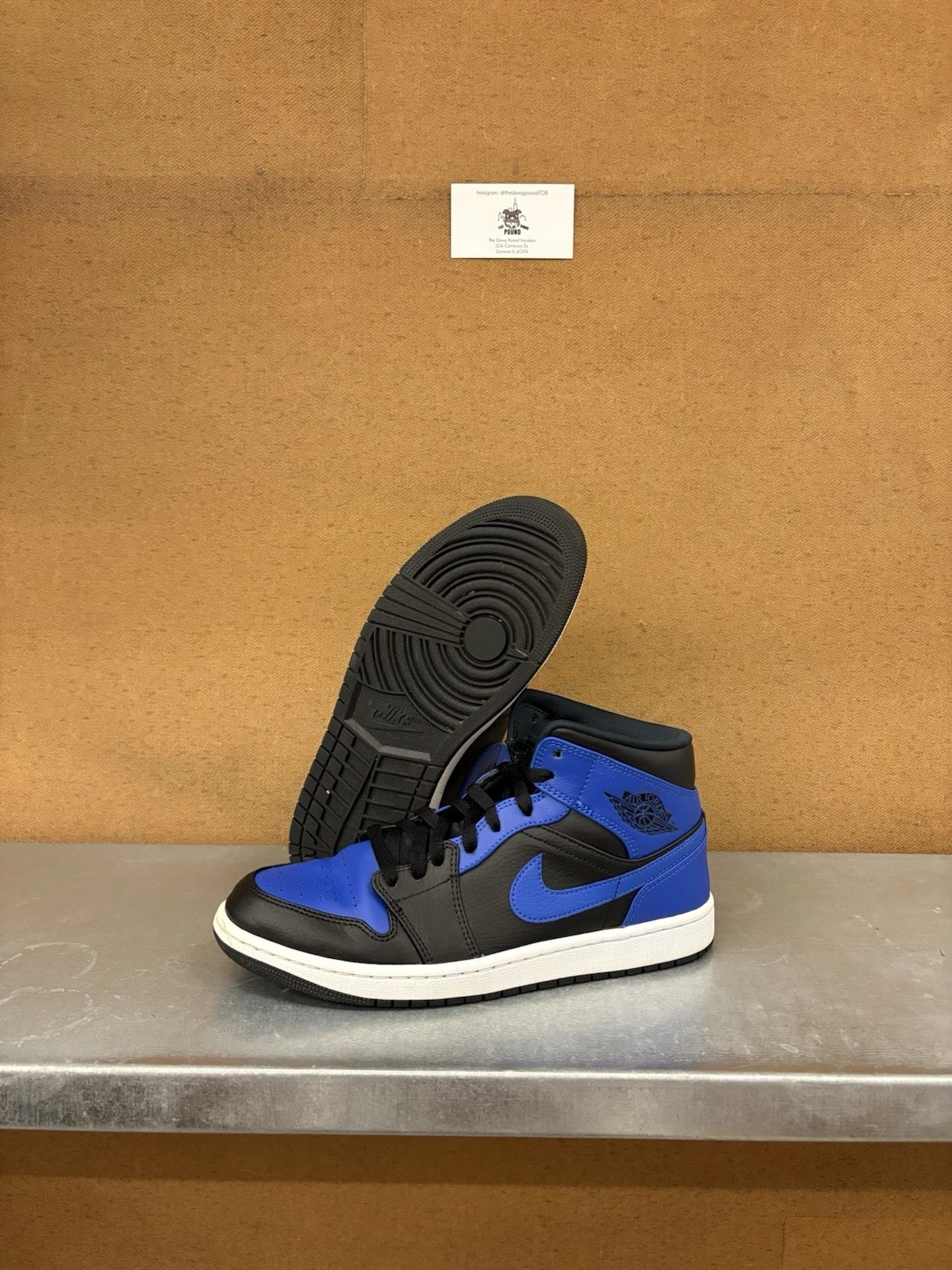 Nike Air Jordan 1 Mid Hyper Royal Nero Bianco 554724 077 Uomo Taglia 10 PULITE