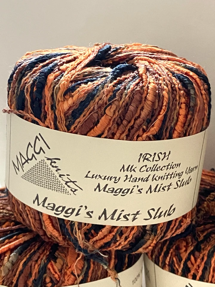 Maggi Knits Mist Slub Yarn Hand Knitting Viscose Italy Halloween Orange Black - Image 2 of 4