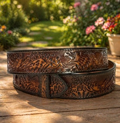 Western Genuine Leather Belt Full Grain Handmade Men's Heavy Duty Without Buckle