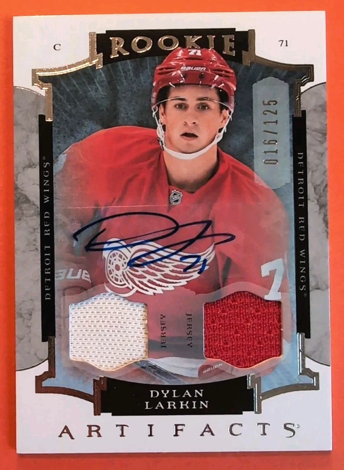 DYLAN LARKIN AUTO ROOKIE 2015-16 ARTIFACTS SP REDEMPTION AUTOGRAPH # II RC WINGS - Image 3 of 4