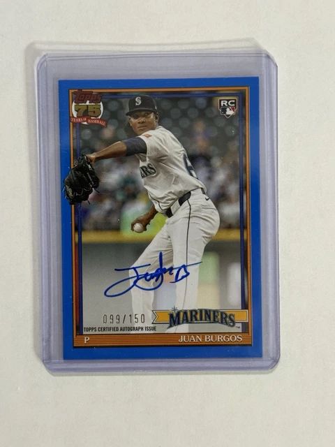 JUAN BURGOS /150 On Card Auto Blue 1991 75th 2026 Topps Series 1 Mariners