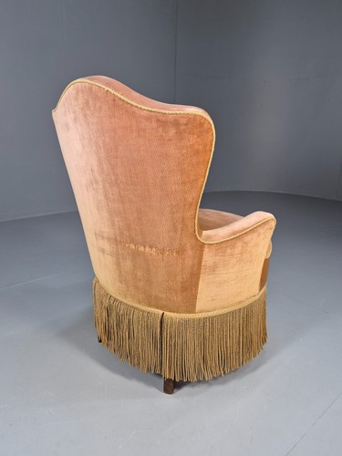 Vintage Danish Lounge Chair Gold Velour 1930s Boudoir Suite EB9136 VCLO - Picture 13 of 21