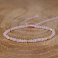Rose Quartz Handmade 4mm Round Beads Healing Balance Dainty Women Bracelet Gift