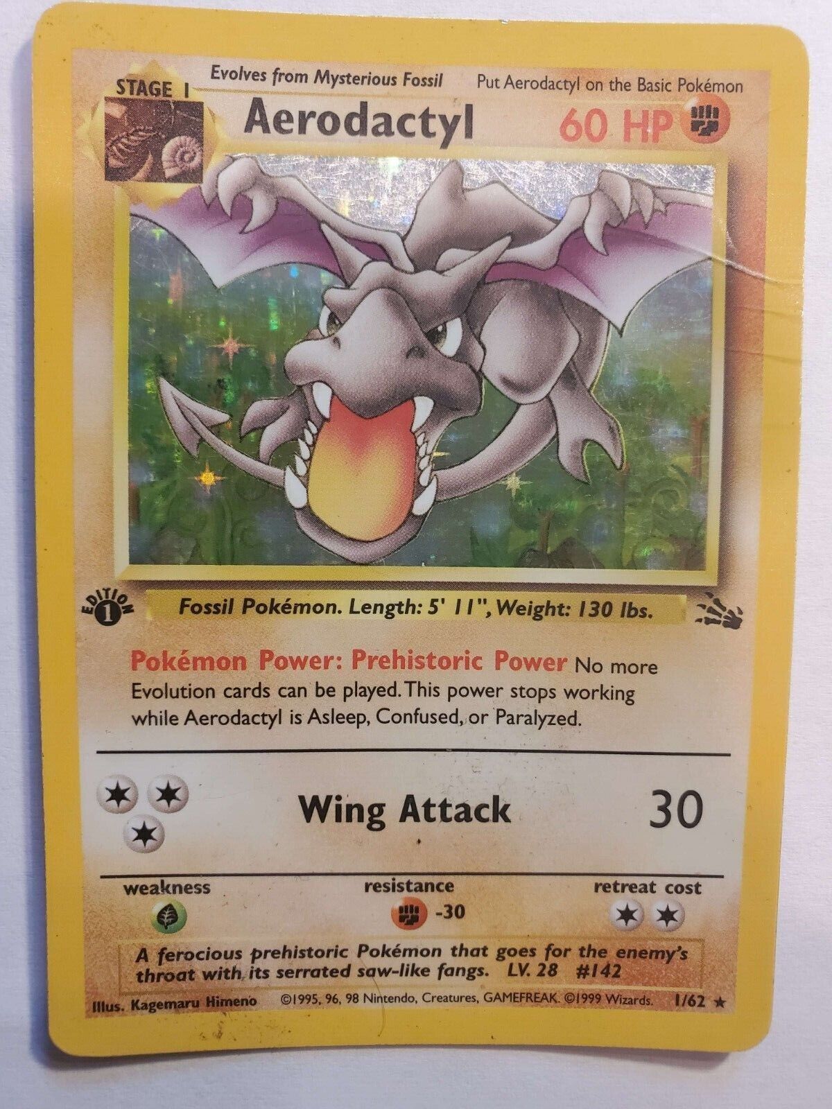 .com: Aerodactyl 1st Edition Holo Rare 1/62 Fossil : Toys