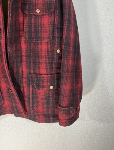 Vtg Woolrich Woolen Mills 503 Mackinaw Red Buffalo Plaid Wool Hunting Coat Sz 42 - Picture 4 of 11
