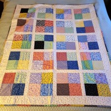 Lovely Handmade Baby Quilt Patchwork Grid 53" x 44"
