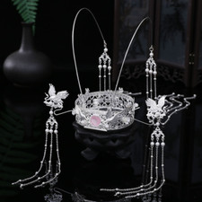 Lady Fairy Chinese Hanfu Hair Crown Girl Tassel Stick Hairpin Hair Bun Headdress