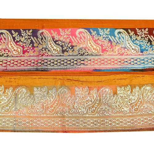 Vintage Multi Sari Border Woven Banarasi 1yd Trim Craft Sewing Recycled Decor - Picture 10 of 12