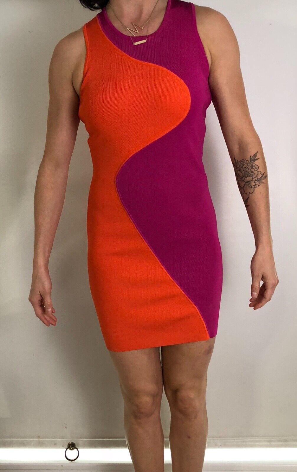 Parker Dress Size S Orange magenta Bodycon Sleeve… - image 2