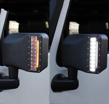 Side Mirrors W Spot Smoked Led Amber Turn Signal For 07-18 Jeep Wrangler Jk