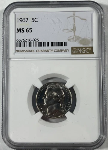 1967 Jefferson 5C NGC MS65. (#18037)  Fresh Holder.
