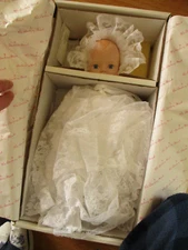 1991 The Danbury Mint 13" Emily Porcelain Baby Christening Doll By Elke Hutchens