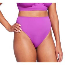 Shade Shore Purple High Waist High Leg Bikini Swim Bottom -- Size XL 16