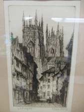 Antique J. Alphege Brewer "York" Signed Drypoint Engraving - Framed 
