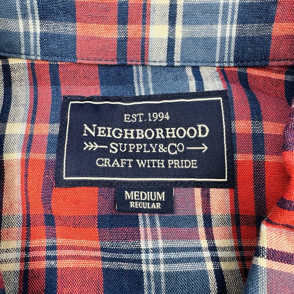 Jaqueta NEIGHBORHOOD Masculina Média Vermelha Azul Xadrez Balanço Leve Zíper Completo Japão - Imagem 4 de 4