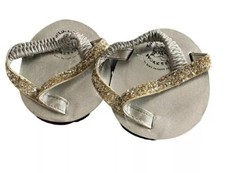 Build A Bear Silver Glitter Sandals Shoes BAB Flip Flops Plush Doll Clothes