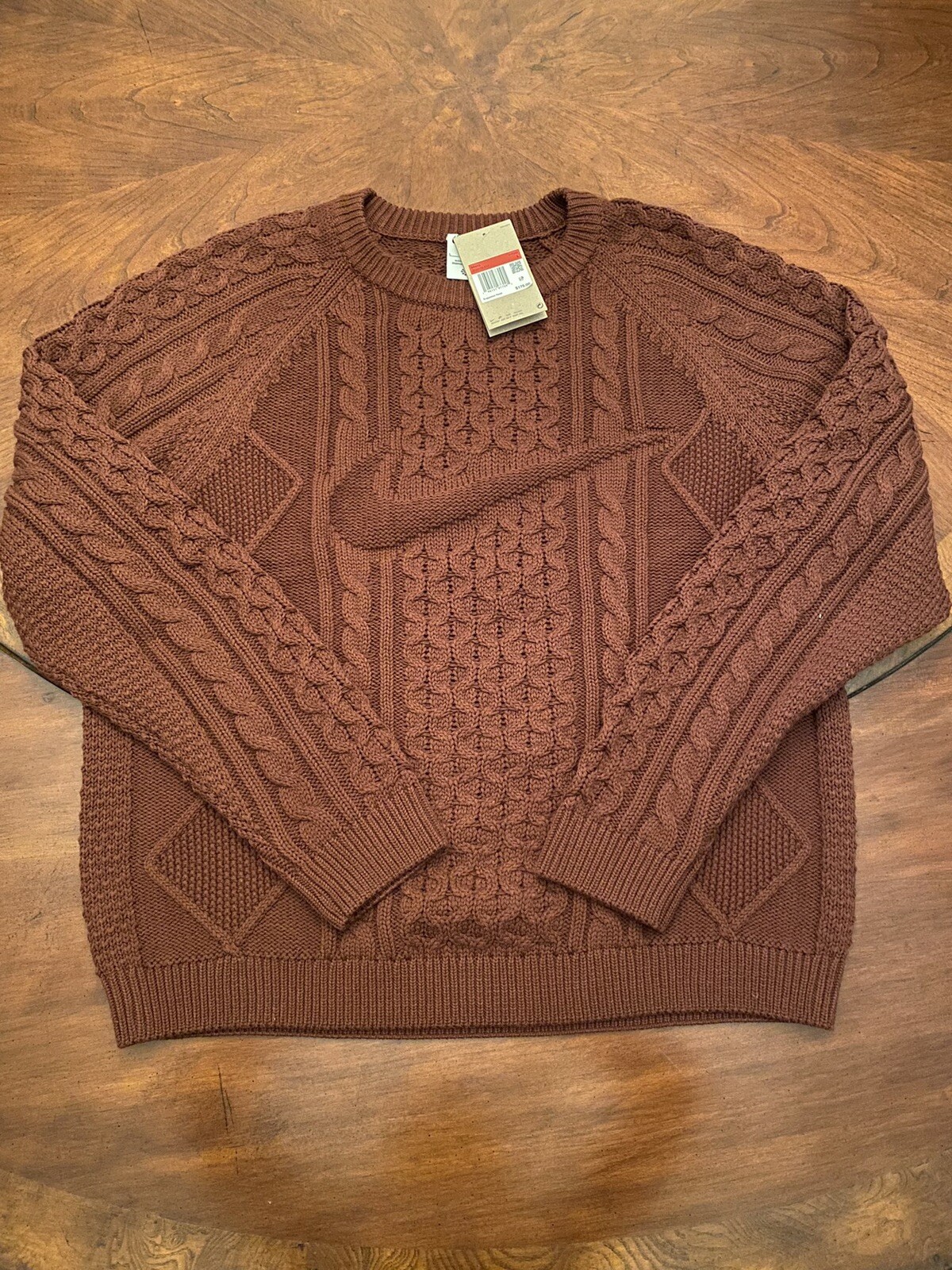 NEW NIKE MENS CABLE KNIT SWEATER CREWNECK/ MAROON/ SZ LARGE / FAST SHIPPING  | eBay