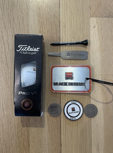 Brand New Black Desert Resort Ball Markers Divot Tool Bag Tag & Titleist ProV1s