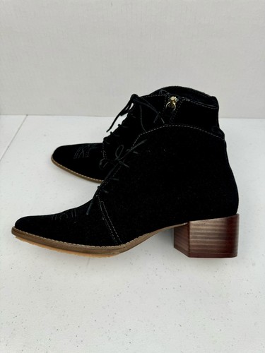 Kelsi Dagger Brooklyn Suede Lace Up Ankle Boot Womens Black Heel Size 7.5 NEW - Picture 10 of 10