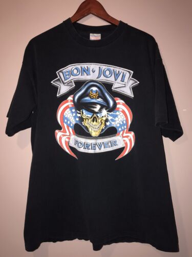 CHEMISE VINTAGE ANNÉES 1990 BON JOVI FOREVER XL ALL SPORT TAG point simple - Photo 1 sur 4