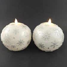Home Reflections Flameless S/(2) 5" Snowflake Spheres Silver