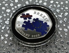 BREXIT Full Colour Silver Commemorative in Capsule. January 2020 UK EU Politics