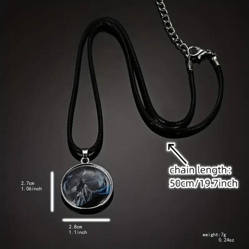 Clear Wolf Pendant Necklace Jewelry Men Fashion Exquisite Unique Stylish Blue - Picture 5 of 5