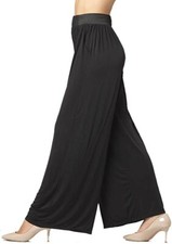 Elastic Stretch High Waist Palazzo Pant Black Side Pockets One Size  NWT